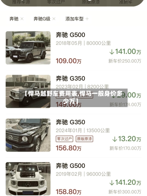 【悍马越野车费用表,悍马一般身价多少万】