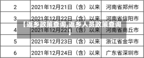 【返乡政策查询,返乡人员政策查询】